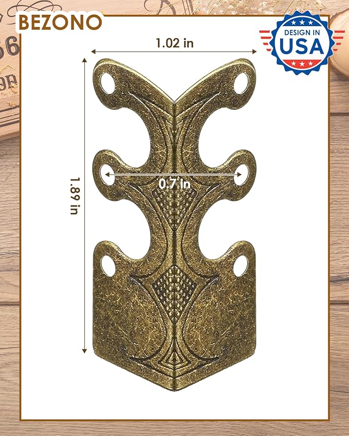 14 Pcs Solid Brass Corner Protectors for Baseboard and Furniture, Vintage Style Decorative Edge Guards with Screws for Skirting Board, Table, Bookshelves & Wall Protection (Bronze)