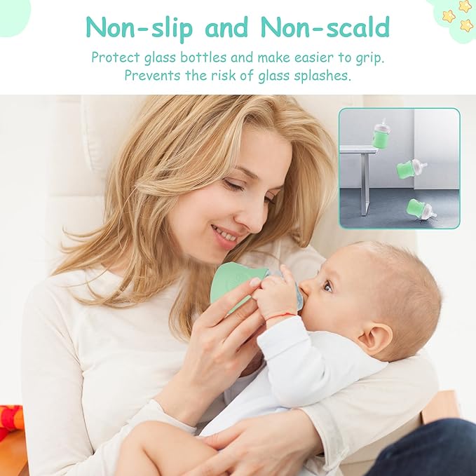 2 Pack Silicone Sleeves for Philips Avent Glass Natural Baby Bottle 4oz, Food Grade Silicone, BPA Free Glass Baby Bootle Sleeve, Anti Breakage Baby Bottle Holder, Anti-Scald, Dishwasher/Heaters Safe