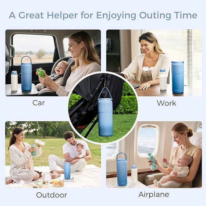 Momcozy Portable Breast Milk Cooler for Travel, 24H Ice-Free Cooling Breastmilk Storage Bottles Container, 12oz Leak Proof Outdoor Small Freezer, Baby Breastfeeding Essential for New Moms