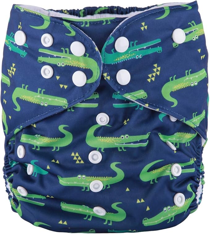 2 to 7 Years Old Junior Big Cloth Diaper Nappy Pocket Reusable Washable Baby (Crocodile)