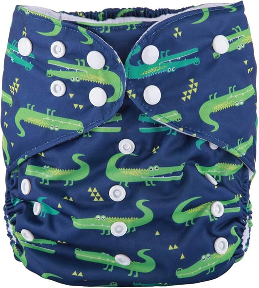 2 to 7 Years Old Junior Big Cloth Diaper Nappy Pocket Reusable Washable Baby (Crocodile)