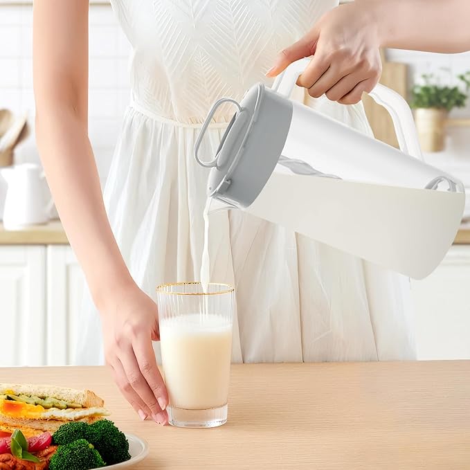 Breast milk pitcher, 64oz/ 2000ml Mixing pitcher with lid, Mixing baby formula,coffee, milk and juice with Angled Plastic Blades and Adjustbale mixer plunger (one pack)