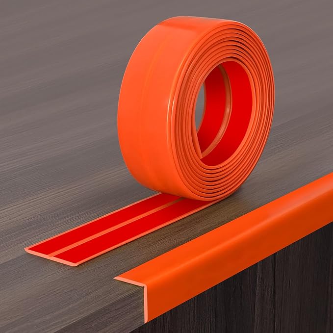 Wall Corner Protector, Peel and Stick Wall Corner Trim, Flexible Rubber Molding Wall Corner Guard, L Shaped Self Adhesive Edge Protector Moulding Trim for Wall Edge Ceiling, Orange, 3/4in,10Ft