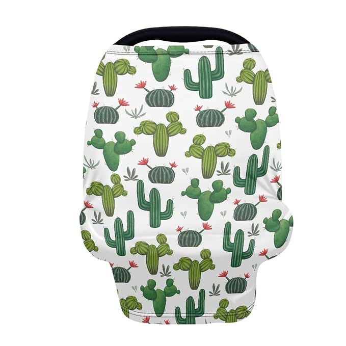 LedBack Car Seat Canopy Breastfeeding Cover, Infant Stroller Cover Carseat Canopy for Baby Girls Boys, Cactus Pattern