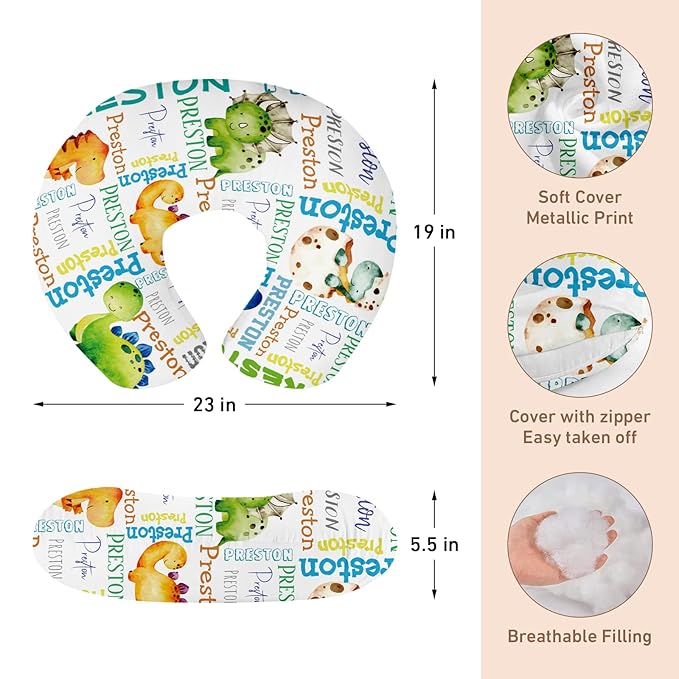 Dyoart Baby Nursing Pillow Cover,Personalized Name Nursing Covers,Soft,Breastfeeding Pillow Slipcover for Bottle Feeding,Custom Gifts for Toddler Infant(23"x19"x5.5")(one Size)