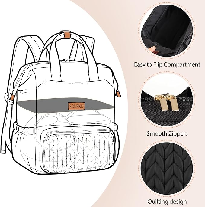 Breast Pump Bag Fit for Spectra S1 and S2, Pumping Bag with Waterproof Mat for Pump Accessories, Portable Pump Carrying Case for Work, Pump BackpackTravel and Family Use, Newborn Essentials Black