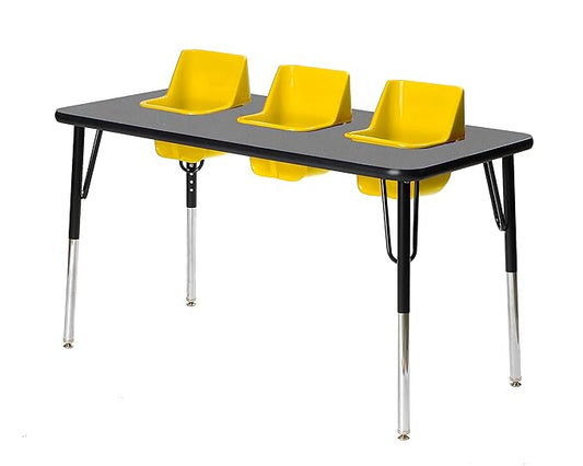 3-Seat Feeding Table (Glace Top, Yellow Seats, Black T-Mold)
