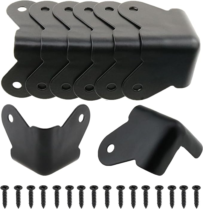 8 Pack Heavy Duty Metal Corner Protectors, Black Iron Edge Guards with Mounting Screws - Cabinet Corner Protectors for Furniture, Anti Dent Protection for Speaker Cases, Tables, Boxes