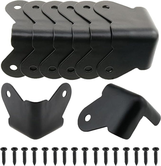8 Pack Heavy Duty Metal Corner Protectors, Black Iron Edge Guards with Mounting Screws - Cabinet Corner Protectors for Furniture, Anti Dent Protection for Speaker Cases, Tables, Boxes