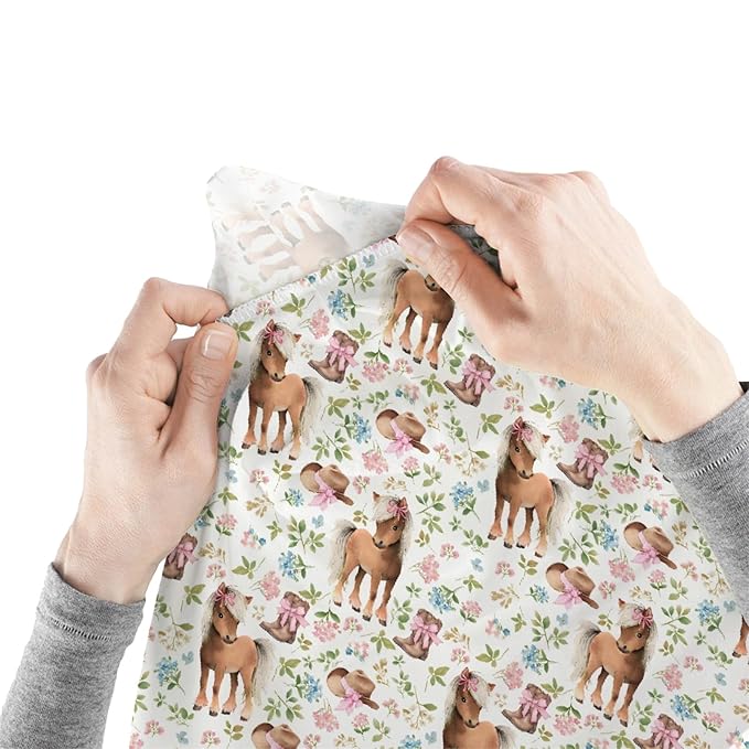 Baby Girls Changing Pad Covers Western Cowgirl Pony Floral, Horse Pink Flower Hat Boot Safe Snug Fitted Diaper Table Sheet, Soft Breathable Stretchy Change Mat Shower Gift Fit 32 34 x 16