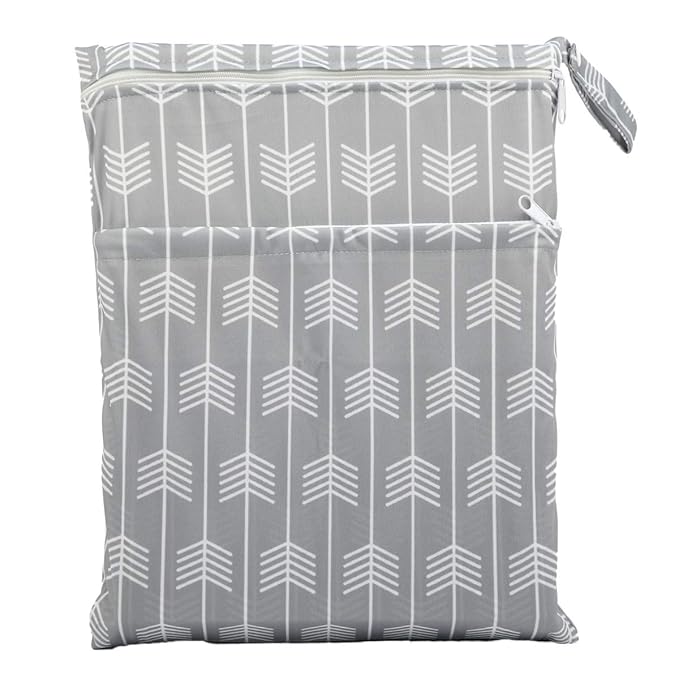 2 Wet Bags Reusable Diaper Nappy (Grey Arrow and Chevron)