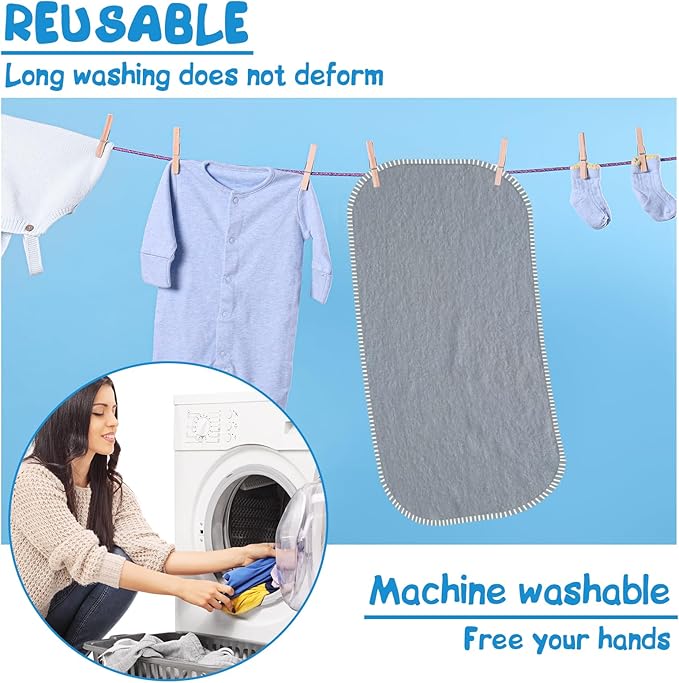 Baby Waterproof Changing Pad Liners (3 Pack) - Washable Reusable Changing Table Cover Liners Double, Portable Diaper Pads, Grey Line