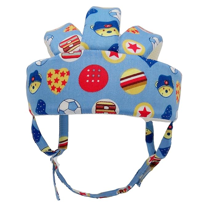 Baby Helmet Toddler Children Headguard Infant Head Cushion Protective Harnesses Cap Soft Adjustable Kid Hat Head Protector (Football Blue)
