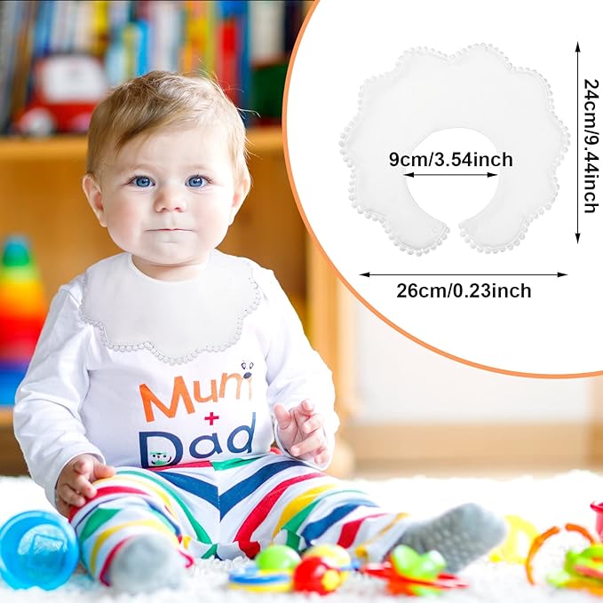 JenPen White Bibs for Girl Bandana Muslin 360 Bibs Baby Bandana Drool Set for Teething Toddler Girl