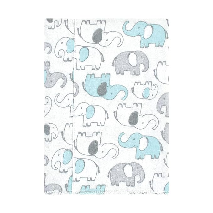 Hudson Baby Unisex Baby Cotton Flannel Burp Cloths, Neutral New Elephant 4-Pack, One Size