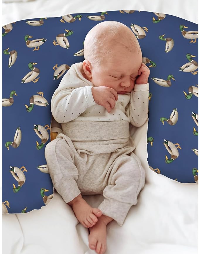 Wild Ducks Mallards Baby Nursing Pillow Covers for Boy Girl Mallard Duck Lake Pond Nursing Pillow Slipcovers for Breastfeeding Pillows Vintage Duck Hunting Soft Stretchy Covers for Newborn Infant