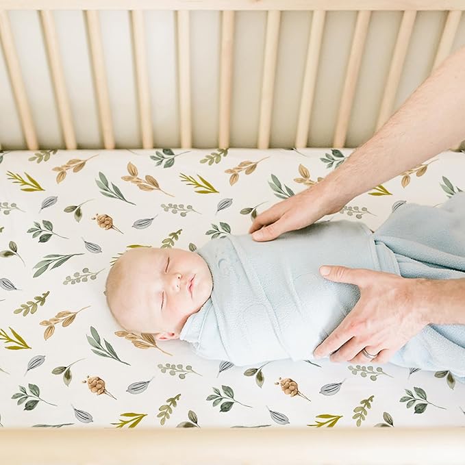 BROLEX Baby Fitted Crib Sheets: Kid Crib Sheets - Set of 2 for Toddler Standard Size Crib Mattress for Boys and Girls - Jersey Knit Crib Bed Sheets Rose & Foliage