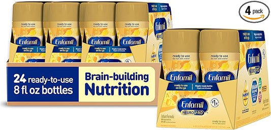 Enfamil NeuroPro Ready to Feed Baby Formula, Ready to Use, Brain and Immune Support with DHA, Iron and Prebiotics, Non-GMO, 8 Fl Oz, 6 count (Pack of 4), Total 24 bottles