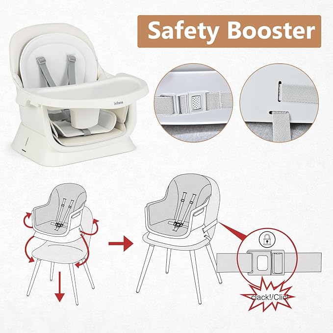 INFANS 8 in 1 Baby High Chair, Convertible Highchair for Babies and Toddlers, Infant Dining Booster Seat, Building Block Table, Kids Stool Table Chair Set with Removable Tray