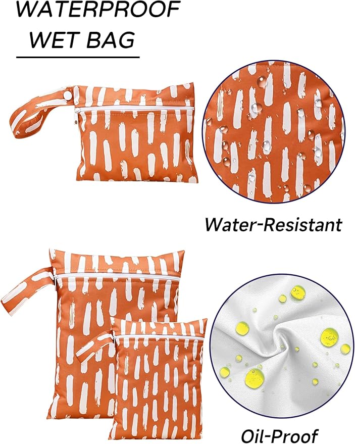 Happy Cherry 3 Pack Waterproof Reusable Washable Diaper Bag with Handle for Travel, Beach, Pool, Yoga,Wet Toddler Swimsuits