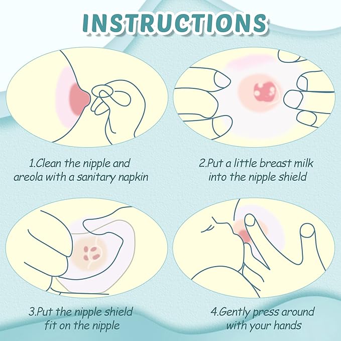 Nuanchu 8 Pcs Nipple Shield for Breastfeeding Newborn Nipple Protector with Carrying Case Silicone Extender for Women Protecting Sore, Flat or Inverted(24 mm/ 0.94 Inch,Clear)