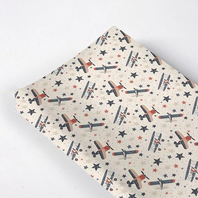 Vintage Plane Stars Clouds Pattern Baby Changing Pad Cover, Unisex Plane Aircraft Theme Nursery Diaper Changing Table Pad Mat Sheet for Boys Girls-16x32