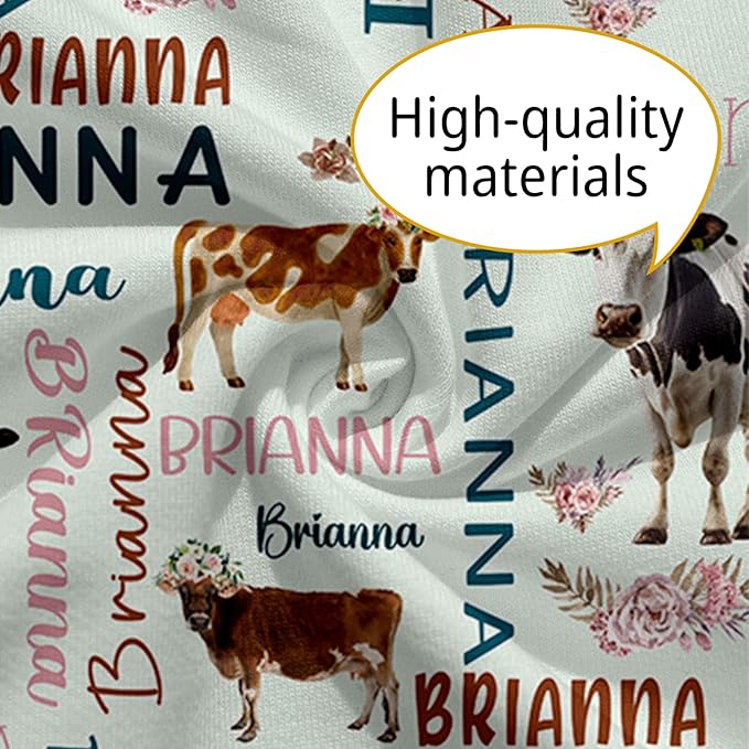 Baby Nursing Pillow Cover - Personalized Name Breastfeeding Pillow Cover with Cow Pattern, Stretchy Removable U-Shaped for New Moms, Soft Breathable Slipcover for Infant Boys Girls