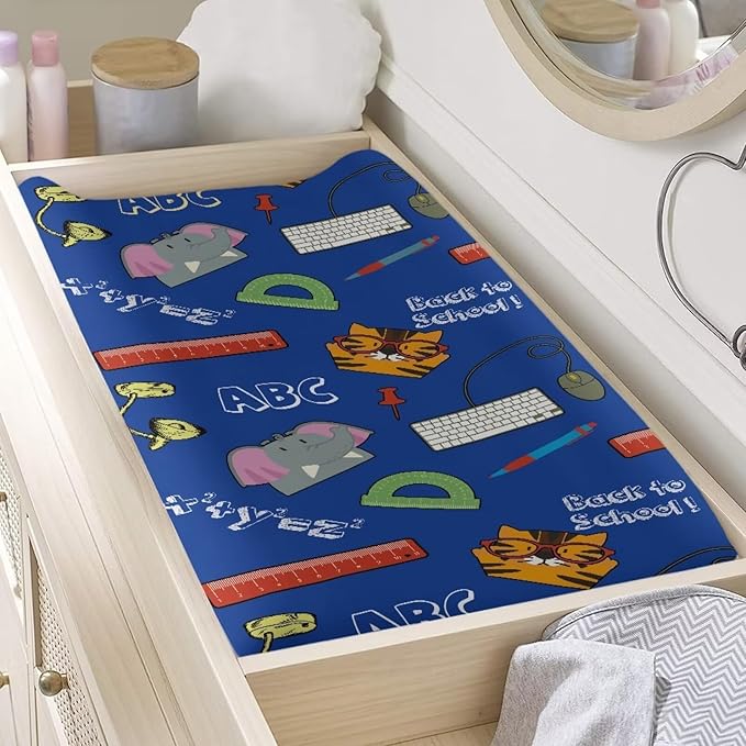 Ruler Elephant Changing Pad Covers Comfortabel Fabric Baby Diaper Change Table Covers Stretchy Change Sheet Suit for Most Rectangular Change Pads