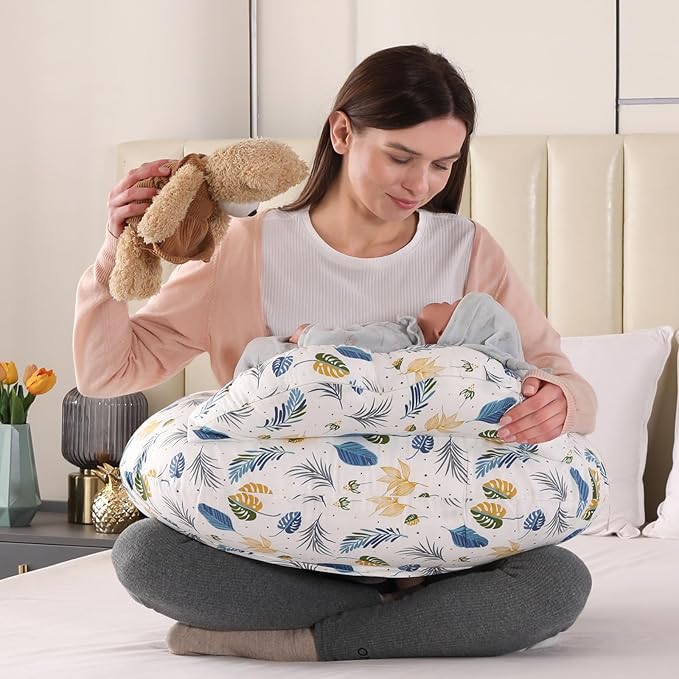 BATTOP Nursing Pillow for Breastfeeding - More Support for Mom, Feeding Pillow with Removable Cover and Adjustable Waist Strap, Plus Size Breastfeeding Pillow