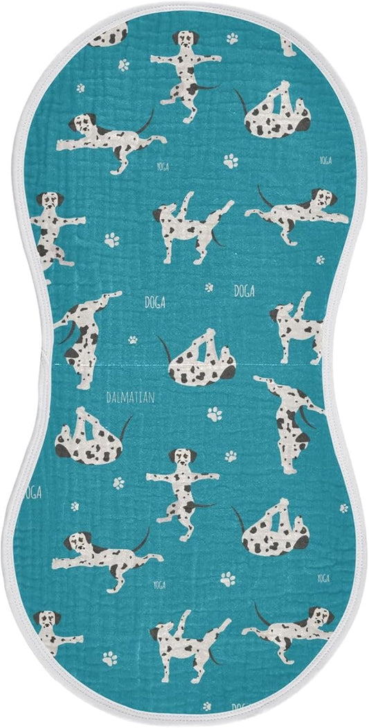 vvfelixl Muslin Burp Cloths Dalmatian Yoga Dog Baby Washcloths for Baby Girl Boys 2 Pack Blue