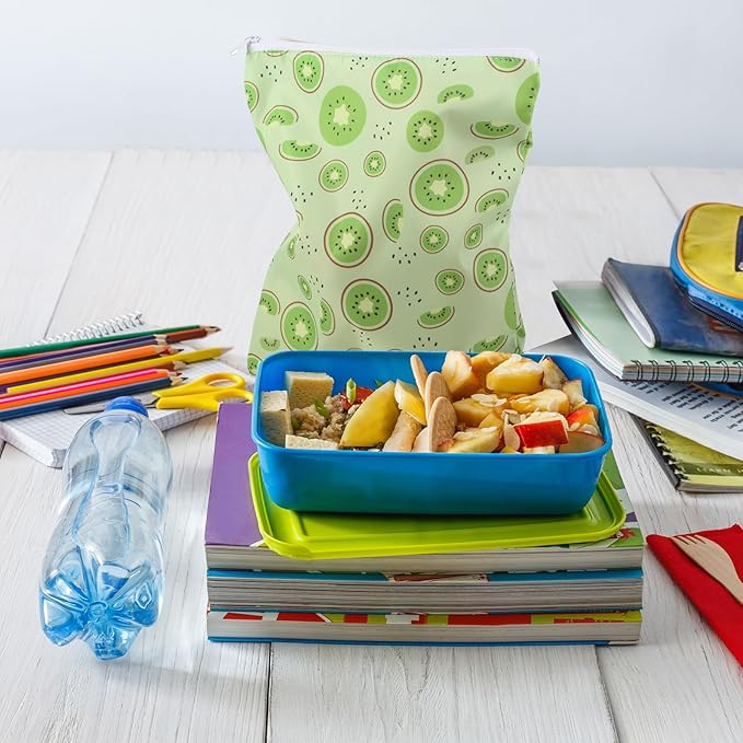 Paterr 4 Pcs Sandwich Bag Reusable Zipper Snack Bags Washable Food Safe Lunch Bags for Kids Students Adults Food (Fruit)