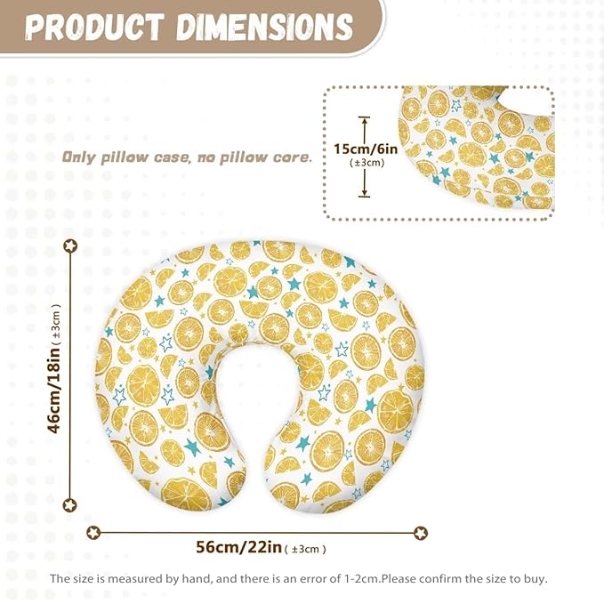 Lemon Star Breastfeeding Pillow Cover Nursing Cover for Newborn Girls Boys Super Soft and Comfortable Slipcover Gift, 1 Pack