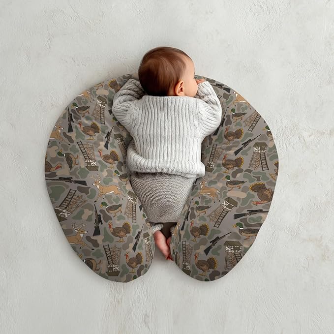 Vintage Hunting Animals Nursing Pillow Covers Hunting Mallard Duck Deer Turkey Nursing Cover for Breastfeeding Camouflage Outdoor Adventure Soft Slipcover for Baby Girls Boys Newborn