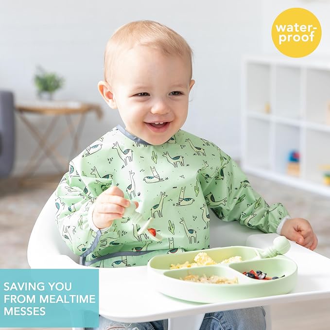 Bumkins Sleeved Bib for Girl or Boy, Baby and Toddler for 6-24 Mos