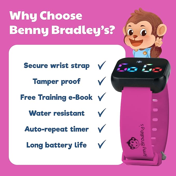 Potty Training Watch for Kids V2 – A Water Resistant Toilet Reminder Device for Boys & Girls to Train Your Toddler with Fun/Musical & Vibration Interval Reminder with Potty Training eBook (Magenta)