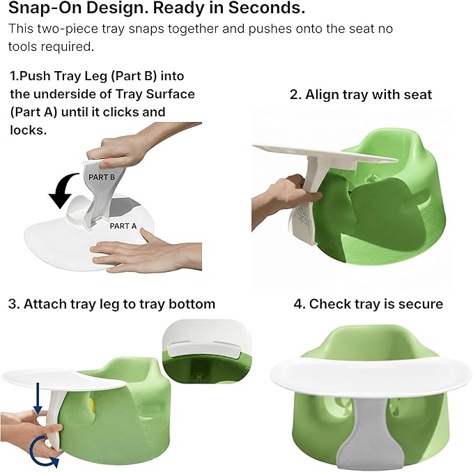 Pail Buddies Baby Booster Seat Tray Attachment – Feeding & Play Tray Compatible with Bumbo Infant Toddler Floor Seat | Easy-Clean Baby Feeding Tray for Infants 3–12 Months