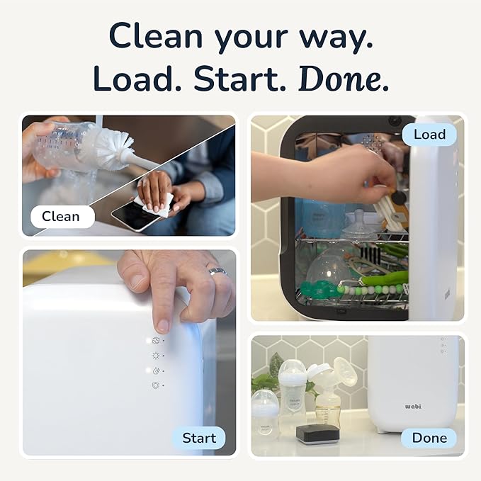 WABI UV LED 3-in-1 Sanitizer & Dryer MINI Box | Disinfect, Dry, & Store Everyday Items, Baby Feeding Gear, and Electronics | Touch Control, LED (No Mercury) | Smart Storage Mode | Fits 4-6 Baby Bottle
