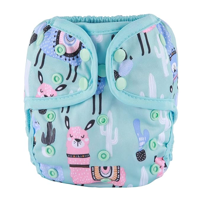 One Size Cloth Diaper Cover Snap with Double Gusset (Blue Alpaca)