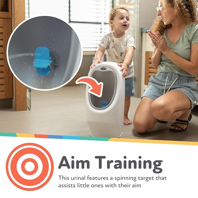 Nuby My Real Training Urinal - Freestanding - With Life-Like Flush Button and Sound - Potty Training for Boys - 18+ Months - White
