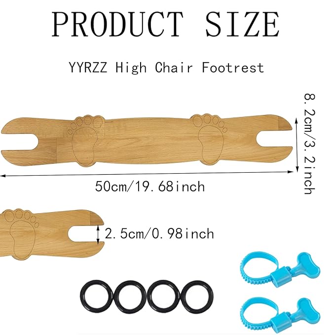 HANH High Chair Footrest, Non-Slip Natural Bamboo Wooden Footrest Compatible with IKEA Antilop High Chairs, Adjustable HighChair Foot Rest for Baby HighChair Accessories (Rounded Corners)