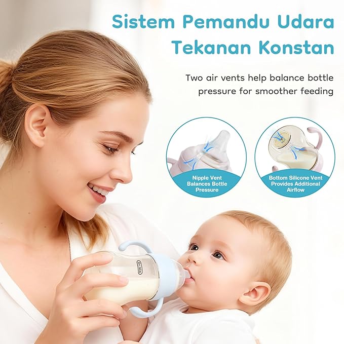 Dr.isla PPSU Baby Bottle for Breastfeeding Babies – Newborn Anti-Colic Bottle Set with Slow Flow Nipple, Dual Vent, 0-3 Months, BPA Free 5.4oz, 2-Pack, Blue