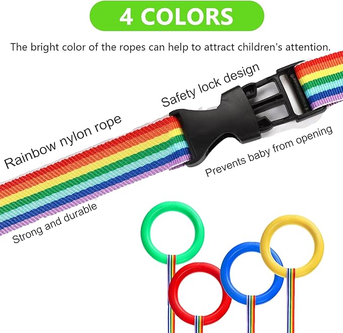 Walking Rope for Preschool - 12-Ring with Detachable Safety Line | Walking Line with Handle - Ease Teachers' Workload Efficiently| Safe Lineup & Play & Educational Aids