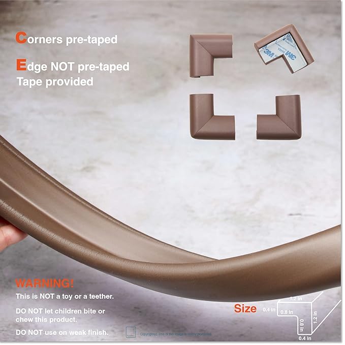 15ft Edge 20 Corners - Bundle & Save - RovingCove HeftyFit Edge Corner Guards, Coffee Brown
