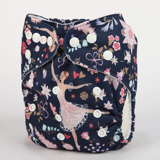 Baby Pocket Diaper Nappy Reusable Washable for Girls (Ballerina Dance)