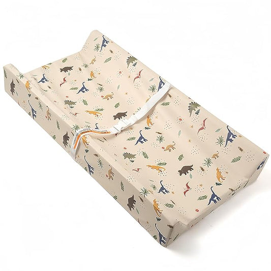 Baby Changing Pad Diaper Changing Pads for Babies Non-Slip Wipeable Changing Mat for Dresser and Table PU Cover with Cute Animal Patterns (Sandy Dino)