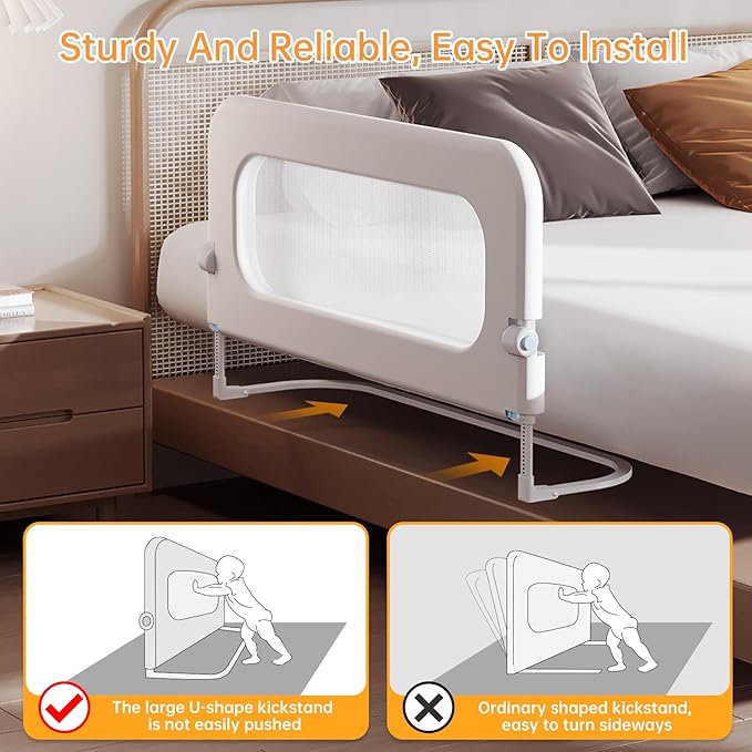 Baby Bed Guard Rail for Toddler - 78.7in Adjustable Heights, Swing Down Bedrail, Extra Tall Child Safety Side Railing Guards for Kids - Toddler Bed Rail for Queen, King, Twin, and Bunk Size Beds