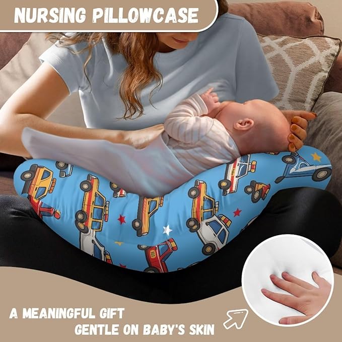 ZOUTAIRONG Cars Nursing Pillow Cover for Baby Girl Soft Comfy Breastfeeding Pillow Slipcover Baby Girl Newborn U-Shaped Breastfeeding Pillow Covers Fits for Infant Support