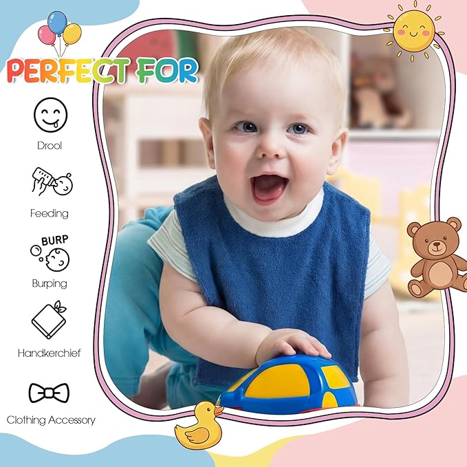 Foaincore 6 Pcs Pullover Baby Bibs Cotton Terry Toddler Absorbent Infant for Feeding and Drooling Towel Bib (Deep Colors)