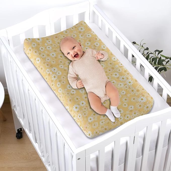 Daisy Changing Pad Cover for Baby Soft Diaper Table Cover with Elastic Edge Breathable Baby Nursery Diaper Changing Pad Sheets for All Season Gift for Friends