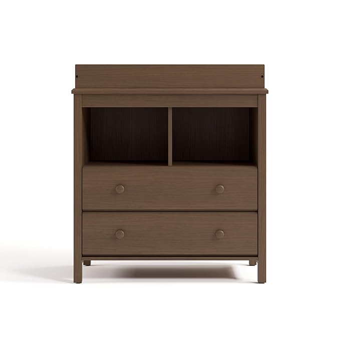 Storkcraft Alpine Nursery Changing Table Dresser Combo (Hazelnut) – GREENGUARD Gold Certified, Dresser for Nursery, Changing Table with Drawers, Removable Changing Table Topper